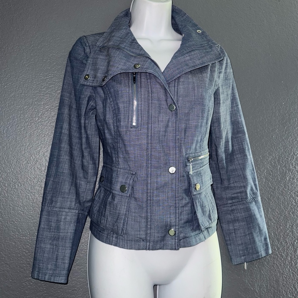 White House Black Market Blue Utility Jacket